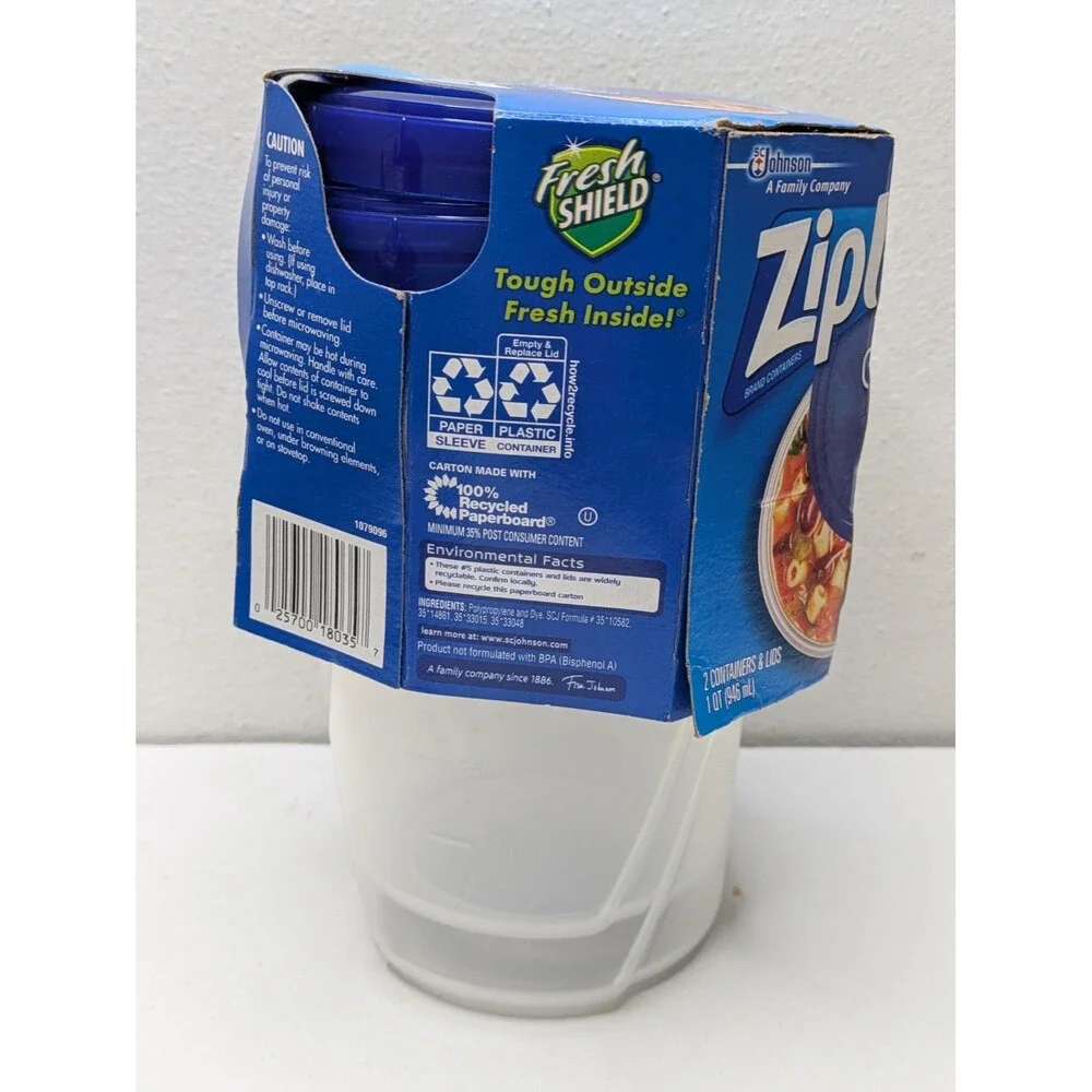 Ziploc Twist n Loc 32oz 1Qt Medium Round Food Storage 2pk NEW Discontinued
